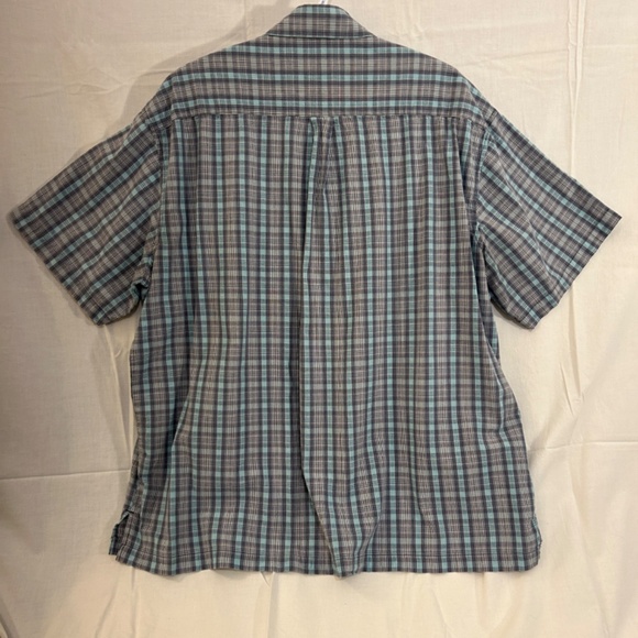 Men's Short Sleeve Blue Plaid Button Down Shirt from NorthCrest Size XL - Picture 2 of 7